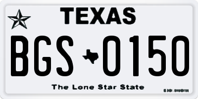 TX license plate BGS0150