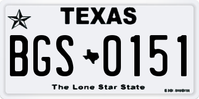 TX license plate BGS0151