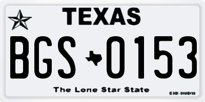 TX license plate BGS0153
