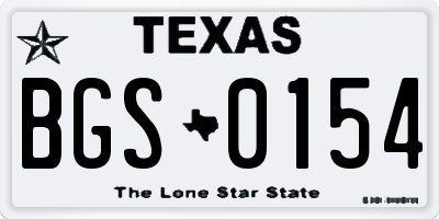 TX license plate BGS0154