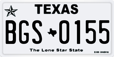 TX license plate BGS0155