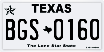 TX license plate BGS0160