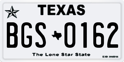 TX license plate BGS0162