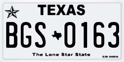 TX license plate BGS0163