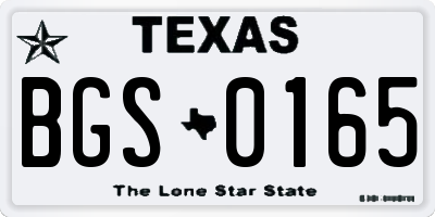TX license plate BGS0165