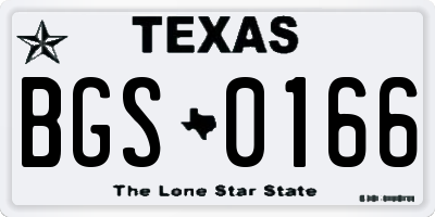TX license plate BGS0166