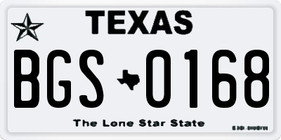 TX license plate BGS0168