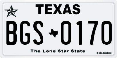 TX license plate BGS0170