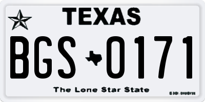 TX license plate BGS0171