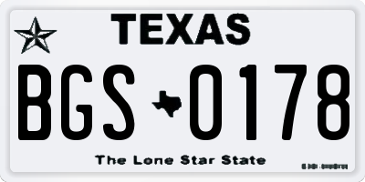 TX license plate BGS0178