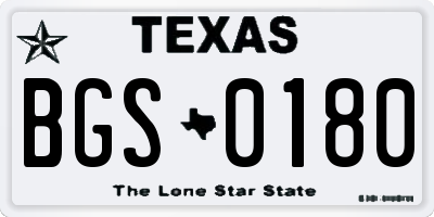 TX license plate BGS0180