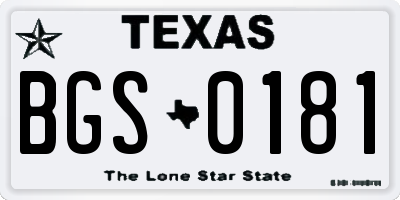 TX license plate BGS0181