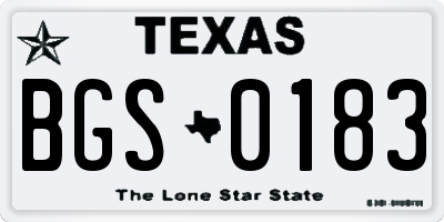 TX license plate BGS0183