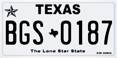 TX license plate BGS0187