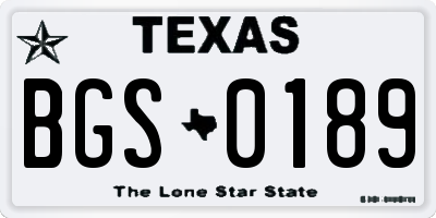 TX license plate BGS0189