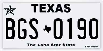 TX license plate BGS0190