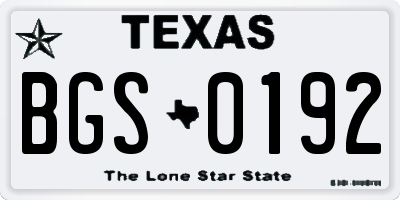 TX license plate BGS0192