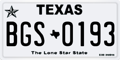 TX license plate BGS0193