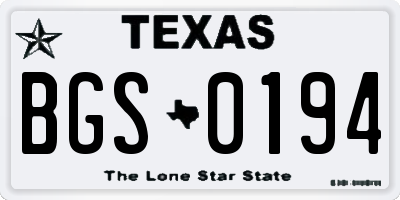 TX license plate BGS0194