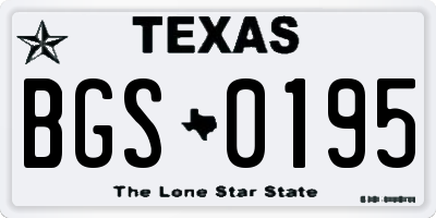 TX license plate BGS0195