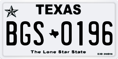 TX license plate BGS0196