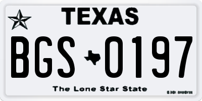 TX license plate BGS0197