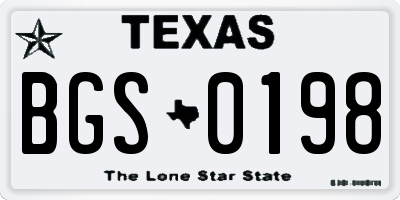 TX license plate BGS0198