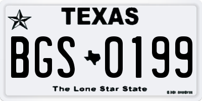 TX license plate BGS0199