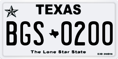 TX license plate BGS0200