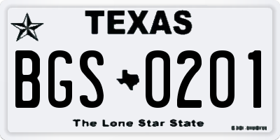 TX license plate BGS0201