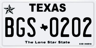 TX license plate BGS0202