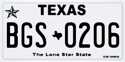 TX license plate BGS0206