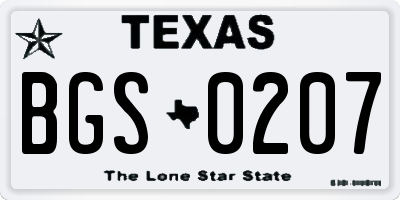 TX license plate BGS0207