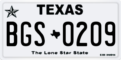 TX license plate BGS0209