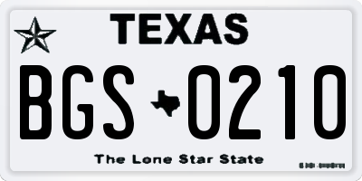 TX license plate BGS0210