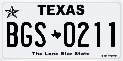 TX license plate BGS0211