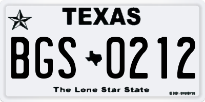 TX license plate BGS0212