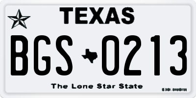 TX license plate BGS0213
