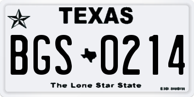TX license plate BGS0214