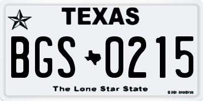 TX license plate BGS0215