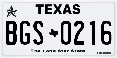 TX license plate BGS0216