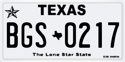 TX license plate BGS0217