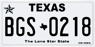TX license plate BGS0218