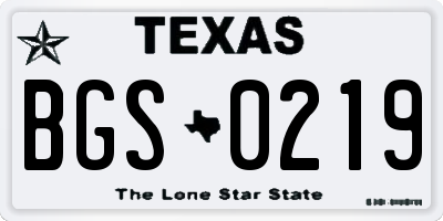 TX license plate BGS0219