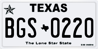 TX license plate BGS0220