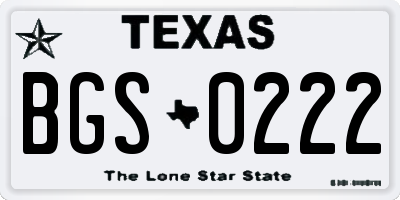 TX license plate BGS0222