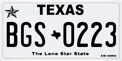 TX license plate BGS0223