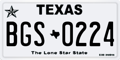 TX license plate BGS0224