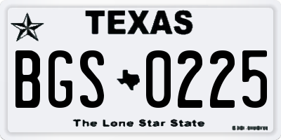 TX license plate BGS0225
