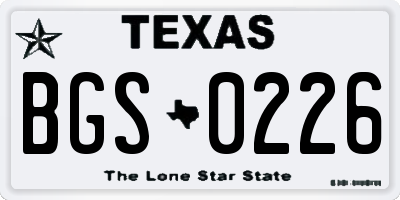 TX license plate BGS0226